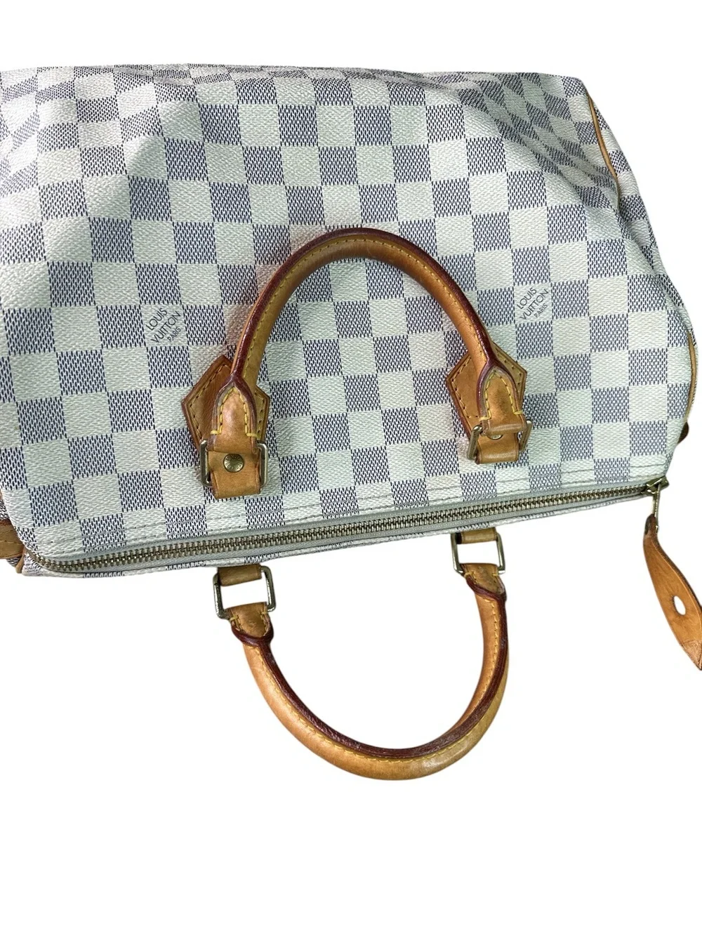 Louis Vuitton White & Brown Damier Azur Satchel